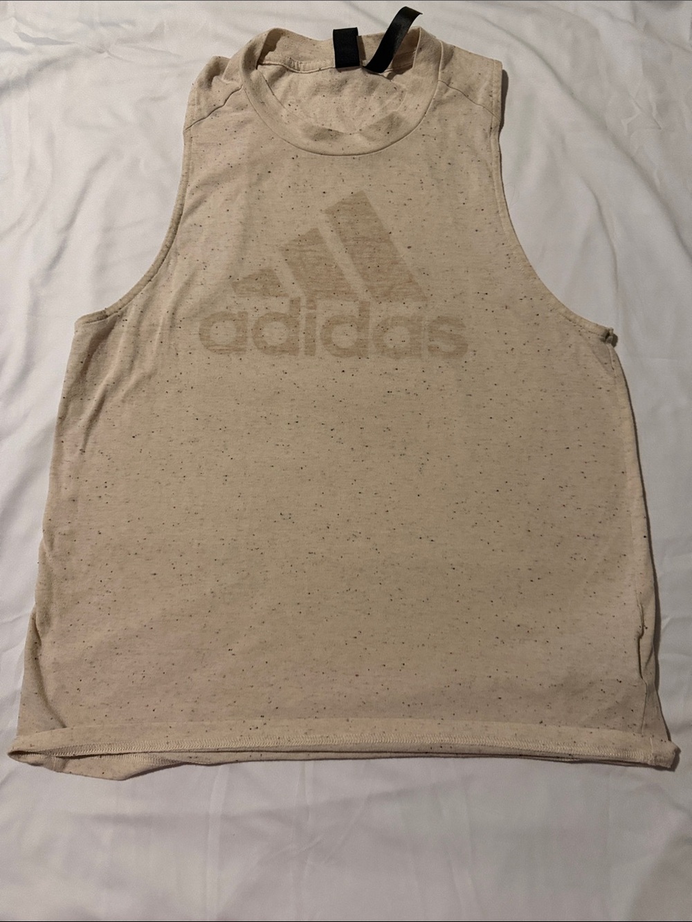 adidas Cream Speckled Logo Muscle Tank
